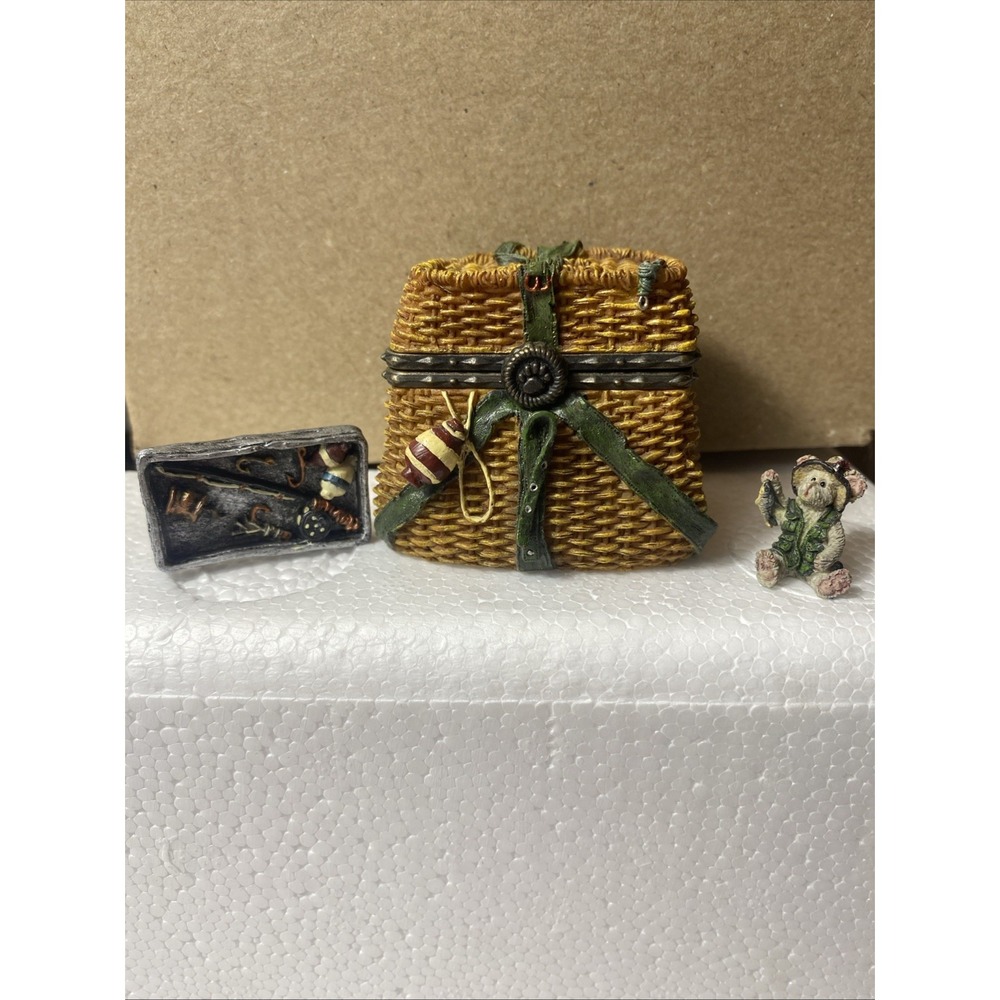 Boyds Treasure Box Opie's Creel Basket w/ Minnowโ McNibble Fishing Fathers Day